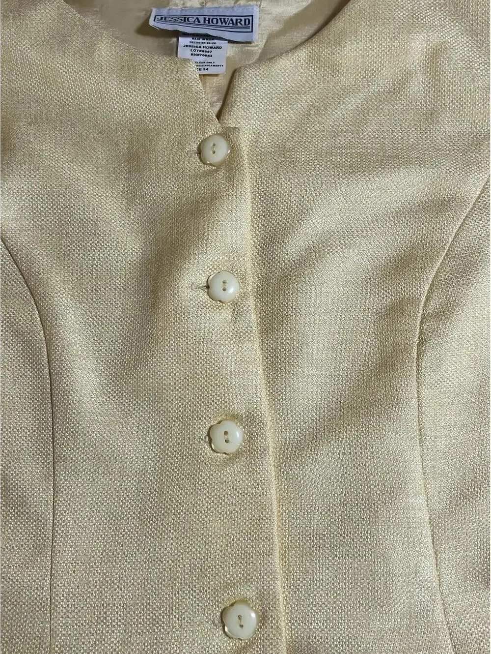 Jessica Howard‎ Women’s Cream Linen Blend Jacket Blazer Size 14 USA Made